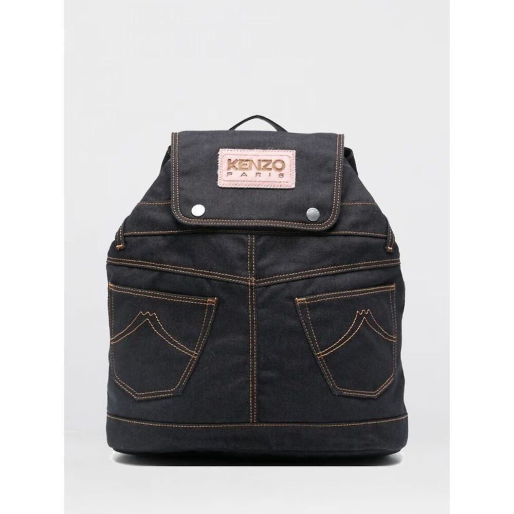 Kenzo Men Denim Backpack With Logo Kenzo